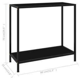 Berkfield Home Console Table Black 80x35x75 cm Tempered Glass - Size: 80 x 35 x 75 cm - thumbnail 6