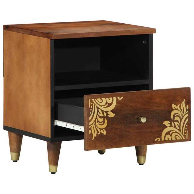 Berkfield Home Bedside Cabinet 40x33x46 cm Solid Wood Mango in Brown - Size: 40 x 33 x 46 cm - image 1