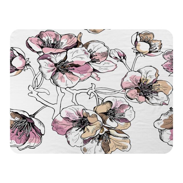 Benjamin Tate Design Flower Illustration Blanket in Natural - Size: 120 cm x 150 cm - image 1