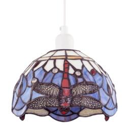 Happy Homewares Lavender Purple Toned Stained Glass Dragonfly Tiffany Pendant Shade - thumbnail 8