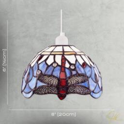 Happy Homewares Lavender Purple Toned Stained Glass Dragonfly Tiffany Pendant Shade - thumbnail 7