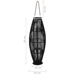Berkfield Home Hanging Candle Lantern Holder Bamboo Black 95 cm - thumbnail 5