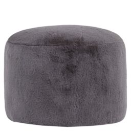 icon Milano Rabbit Faux Fur Round Footstool Bean Bag in Light Grey - Size: Medium - thumbnail 2