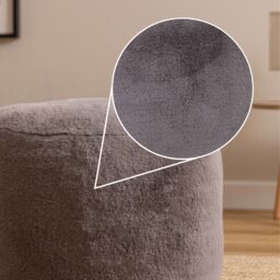 icon Milano Rabbit Faux Fur Round Footstool Bean Bag in Light Grey - Size: Medium - thumbnail 5