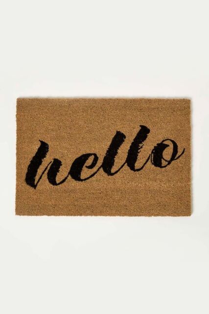 Homescapes Hello Coir Doormat 60 x 40 cm in Brown - Size: 40 cm x 60 cm - image 1