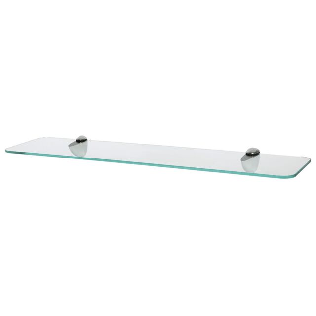Harbour Housewares Rounded Floating Glass Shelf - 60cm - Bathroom Storage Display Unit in Silver - image 1