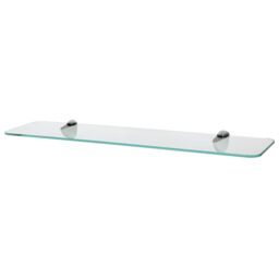 Harbour Housewares Rounded Floating Glass Shelf - 60cm - Bathroom Storage Display Unit in Silver