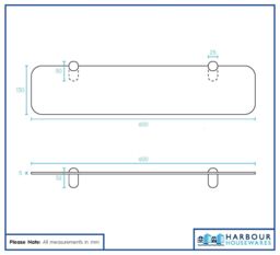 Harbour Housewares Rounded Floating Glass Shelf - 60cm - Bathroom Storage Display Unit in Silver - thumbnail 6
