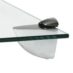 Harbour Housewares Rounded Floating Glass Shelf - 60cm - Bathroom Storage Display Unit in Silver - thumbnail 7