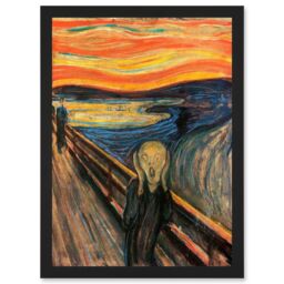 Artery8 Edvard Munch The Scream Classic Old Master Fear A4 Artwork Framed Wall Art Print in Black - thumbnail 1