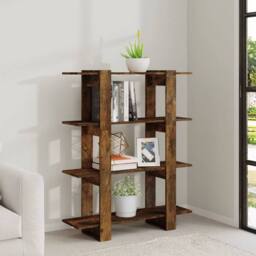 Berkfield Home Book Cabinet/Room Divider Smoked Oak 100x30x123.5 cm in Brown - thumbnail 6