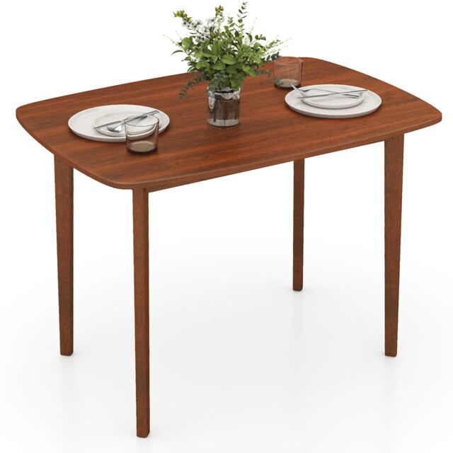 Costway Rectangular Kitchen Table 110cm Wooden Dining Table for 2-4 People in Walnut - image 1