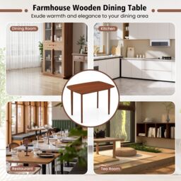 Costway Rectangular Kitchen Table 110cm Wooden Dining Table for 2-4 People in Walnut - thumbnail 9