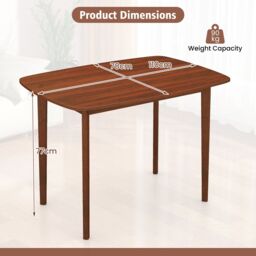 Costway Rectangular Kitchen Table 110cm Wooden Dining Table for 2-4 People in Walnut - thumbnail 2