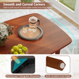 Costway Rectangular Kitchen Table 110cm Wooden Dining Table for 2-4 People in Walnut - thumbnail 8
