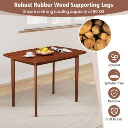 Costway Rectangular Kitchen Table 110cm Wooden Dining Table for 2-4 People in Walnut - thumbnail 6