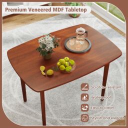 Costway Rectangular Kitchen Table 110cm Wooden Dining Table for 2-4 People in Walnut - thumbnail 7