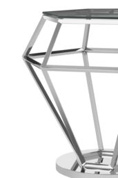 Orsina Elegant Silver Finish Diamond End Table, Contemporary Metal End Table, Stainless Steel Frame Bedside Table - thumbnail 3