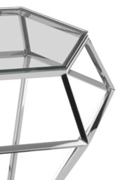 Orsina Elegant Silver Finish Diamond End Table, Contemporary Metal End Table, Stainless Steel Frame Bedside Table - thumbnail 4