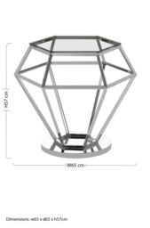 Orsina Elegant Silver Finish Diamond End Table, Contemporary Metal End Table, Stainless Steel Frame Bedside Table - thumbnail 5