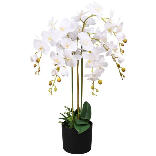 Berkfield Home Artificial Orchid Plant with Pot 75 cm White - image 1