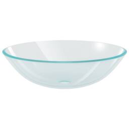 Berkfield Home Durable Bathroom Sink with Tap & Push Drain Clear Tempered Glass - thumbnail 6