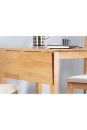 Birlea Drop Leaf Table Chairs Square Solid Wood Dining 2 Kitchen Set Oak Finish in Brown - thumbnail 3