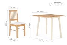 Birlea Drop Leaf Table Chairs Square Solid Wood Dining 2 Kitchen Set Oak Finish in Brown - thumbnail 6