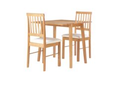 Birlea Drop Leaf Table Chairs Square Solid Wood Dining 2 Kitchen Set Oak Finish in Brown - thumbnail 5