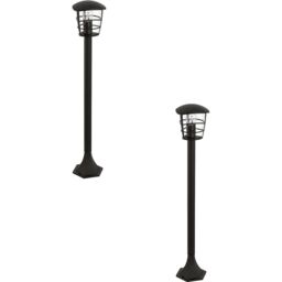 Loops 2 PACK IP44 Outdoor Bollard Light Black Lantern 1x 60W E27 Bulb Lamp Post - thumbnail 1