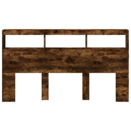 Berkfield Home Headboard Cabinet with LED Smoked Oak 180x17x102 cm in Brown - Size: 180 x 17 x 102 cm - thumbnail 6