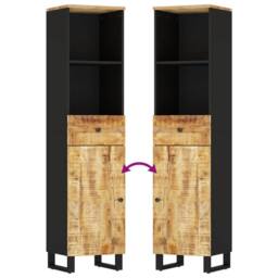 Berkfield Home Bathroom Cabinet 38x33x160 cm Solid Wood Mango in Brown - Size: 38 x 33 x 160 cm - thumbnail 7