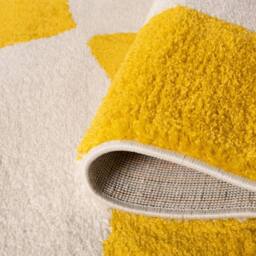 THE RUGS Joli Chequered Soft & Dense Pile Living Room & Bedroom Rug in Yellow - Size: 200 cm x 290 cm - thumbnail 6