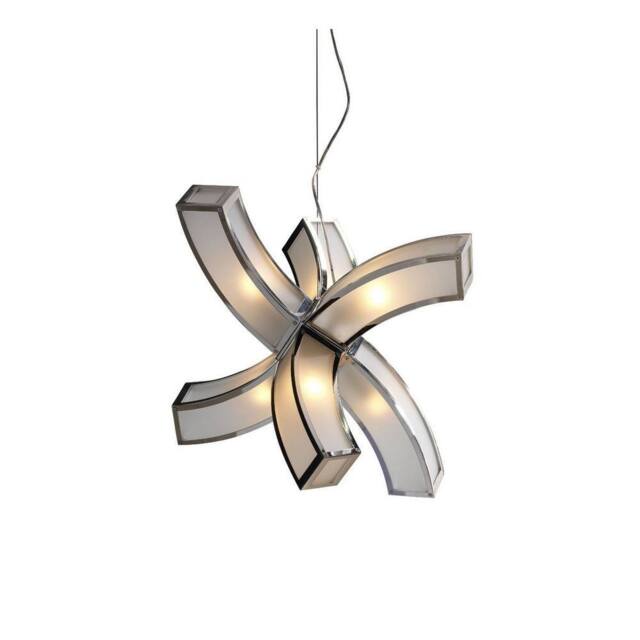 Netlighting Duna E27 Pendant 6 arms 6 Light E27 Chrome White Acrylic in Grey - image 1