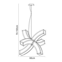 Netlighting Duna E27 Pendant 6 arms 6 Light E27 Chrome White Acrylic in Grey - thumbnail 2