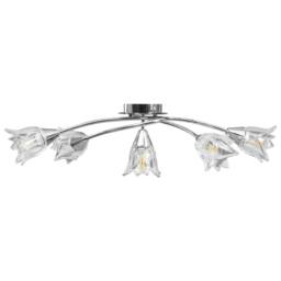 Berkfield Home Elegant Ceiling Lamp with Transparent Glass Shades for 5 E14 Bulb in Silver - thumbnail 4