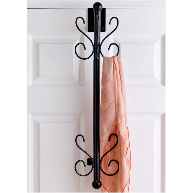 mysmartbuy Overdoor Wall, Coat or Hat Rack - Hanging Storage Rail with 5 Hooks in Black - image 1