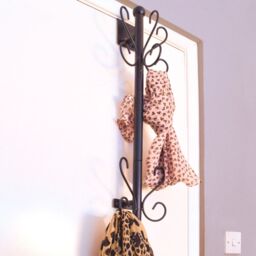 mysmartbuy Overdoor Wall, Coat or Hat Rack - Hanging Storage Rail with 5 Hooks in Black - thumbnail 3