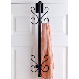 mysmartbuy Overdoor Wall, Coat or Hat Rack - Hanging Storage Rail with 5 Hooks in Black - thumbnail 1