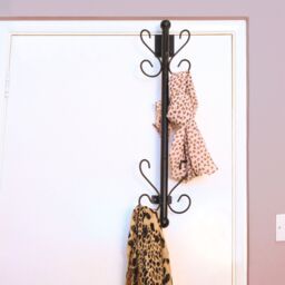 mysmartbuy Overdoor Wall, Coat or Hat Rack - Hanging Storage Rail with 5 Hooks in Black - thumbnail 4