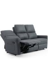More4Homes Madrid 1+2+3 Seater W Console Manual Air Leather Recliner Sofa Set in Grey - thumbnail 6