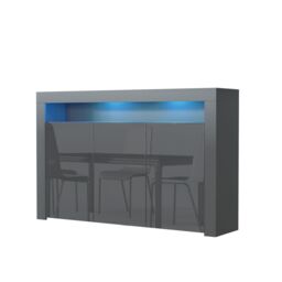 Mex Furniture LTD Sideboard with LED Lighting & Gloss Doors / 155cm in Dark Grey - thumbnail 2