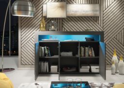 Mex Furniture LTD Sideboard with LED Lighting & Gloss Doors / 155cm in Dark Grey - thumbnail 6