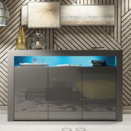 Mex Furniture LTD Sideboard with LED Lighting & Gloss Doors / 155cm in Dark Grey - thumbnail 5