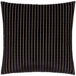 Paoletti Savoy Stripe Velvet Cushion in Black - Size: 50 cm x 50 cm - thumbnail 2