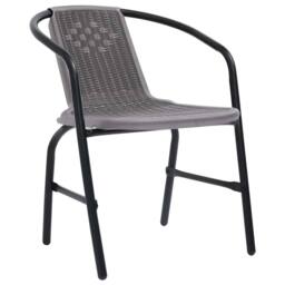 Berkfield Home Elegant Garden Chairs 2 pcs Plastic Rattan & Steel 110 kg in Grey - thumbnail 3