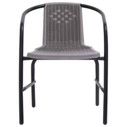 Berkfield Home Elegant Garden Chairs 2 pcs Plastic Rattan & Steel 110 kg in Grey - thumbnail 1