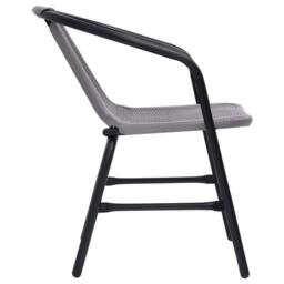 Berkfield Home Elegant Garden Chairs 2 pcs Plastic Rattan & Steel 110 kg in Grey - thumbnail 4