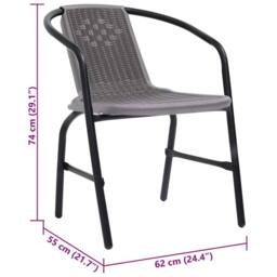 Berkfield Home Elegant Garden Chairs 2 pcs Plastic Rattan & Steel 110 kg in Grey - thumbnail 8