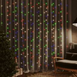 Berkfield Home LED Curtain Fairy Lights 3x3m 300 LED Colourful 8 Function - thumbnail 1